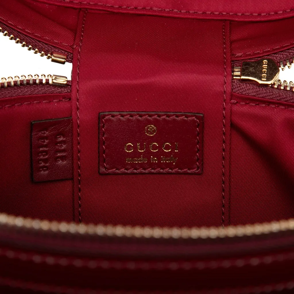 Gucci Shiny Calfskin Bamboo Vanity Bag Red Leather Good - Box View