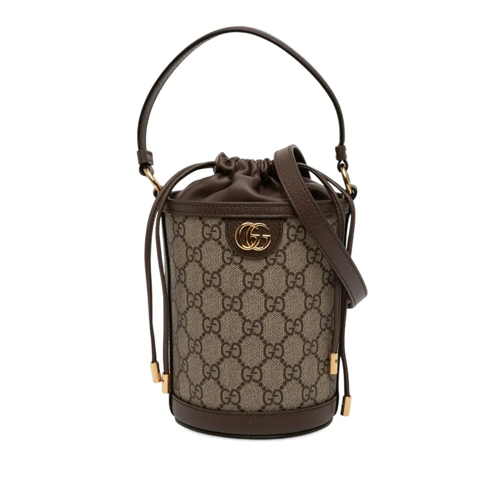 Gucci Mini GG Supreme Ophidia Bucket Bag Beige Good - Front View