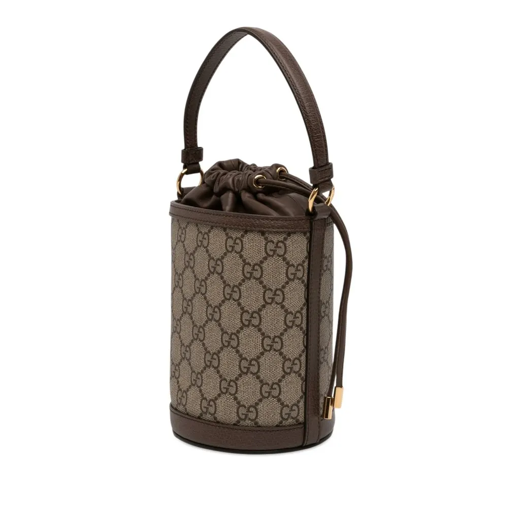 Gucci Mini GG Supreme Ophidia Bucket Bag Beige Good - Back View