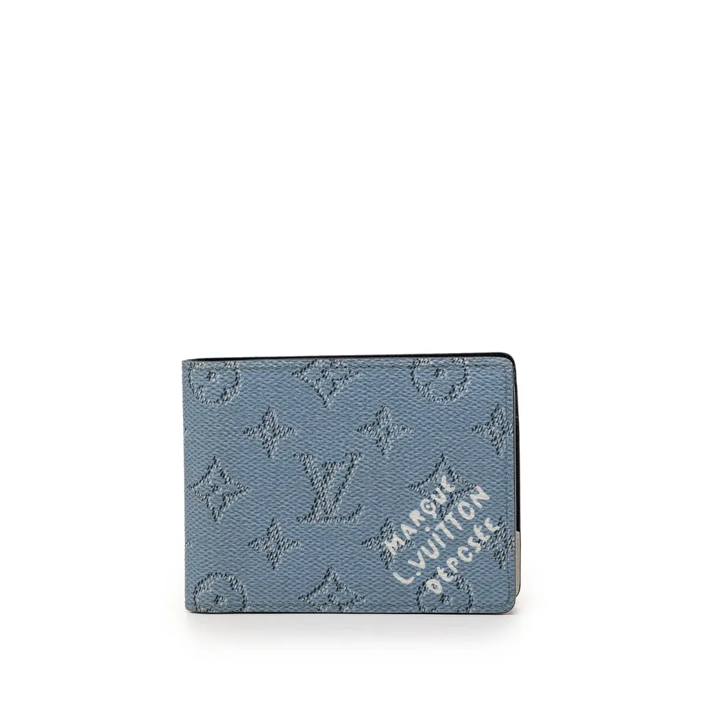 Louis Vuitton Monogram Heritage Multiple Wallet Blue Very good - Front View