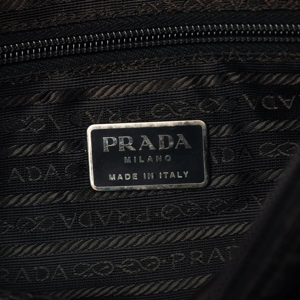 Prada Tessuto Zip Double Buckle Messenger Bag Blue Good - Box View