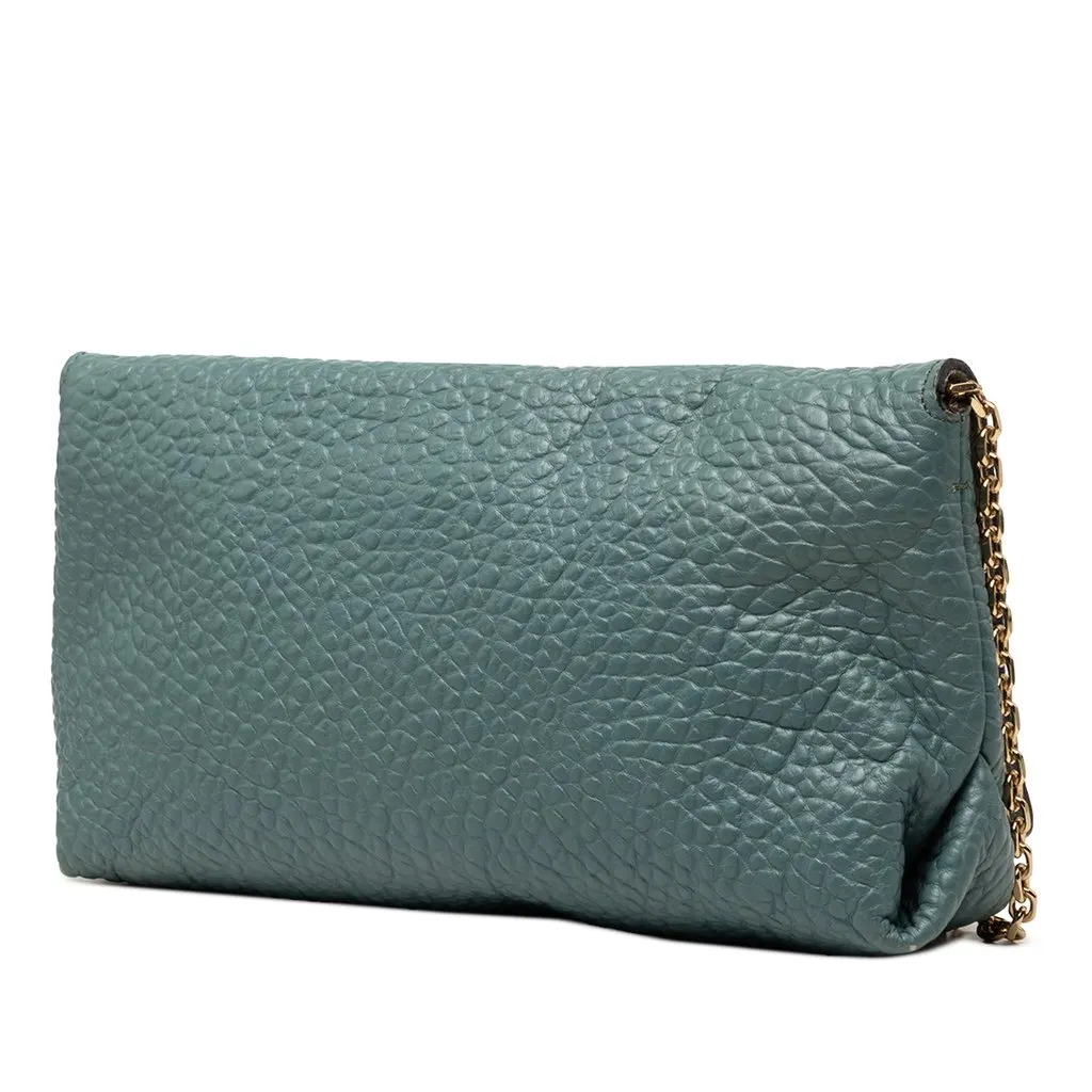 Burberry Medium Grained Calfskin Mildenhall Crossbody Blue Leather Good - Back View