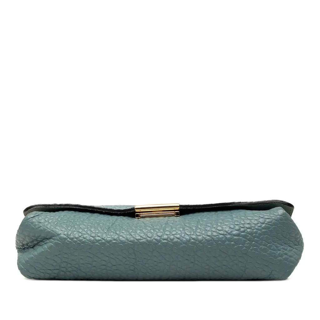 Burberry Medium Grained Calfskin Mildenhall Crossbody Blue Leather Good - Inside View