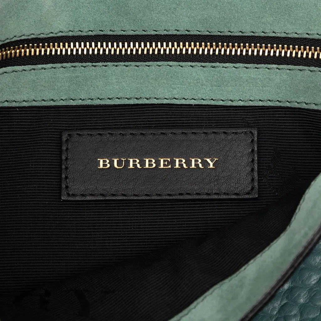 Burberry Medium Grained Calfskin Mildenhall Crossbody Blue Leather Good - Box View