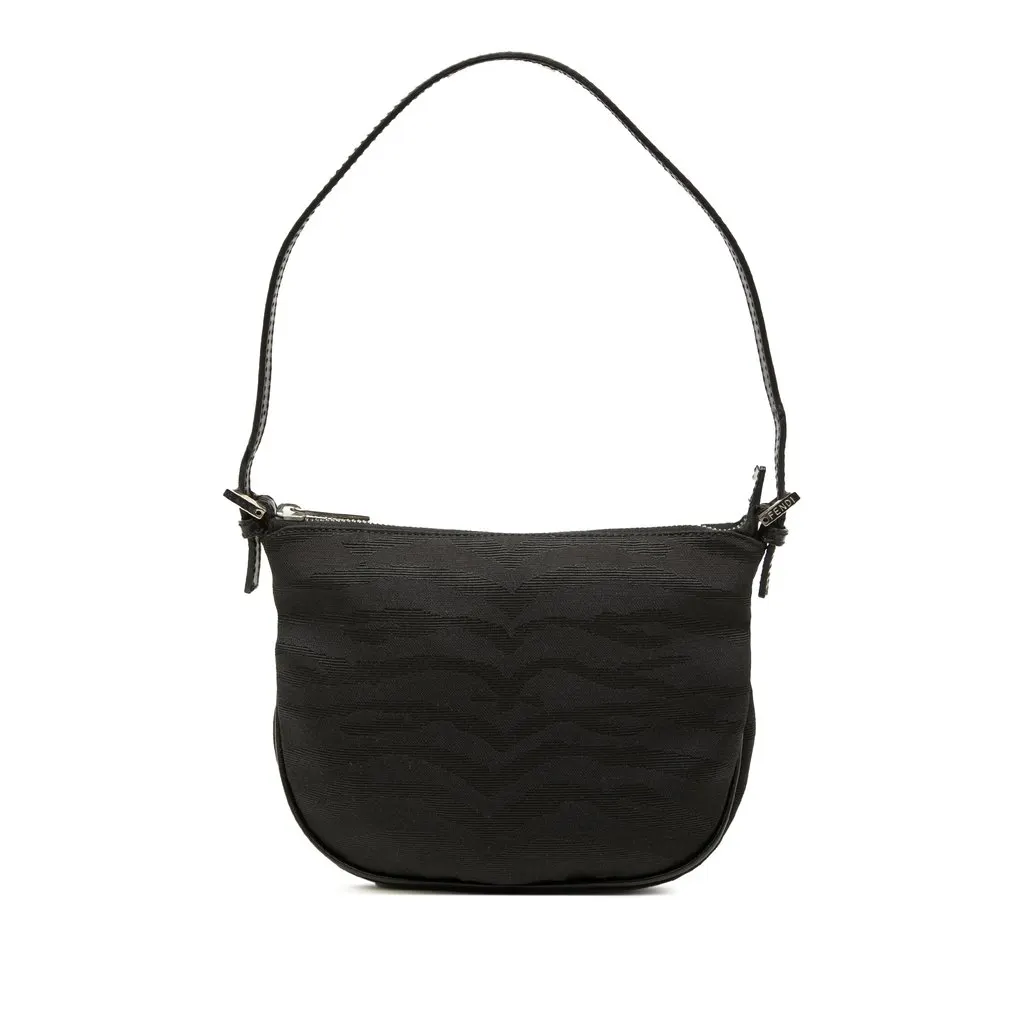 Fendi Zebra Print Canvas Hobo Black Canvas Very good - Front View