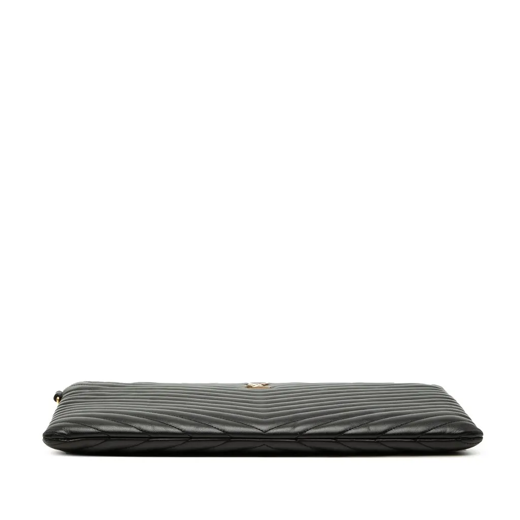 Saint Laurent Chevron Leather Monogram Document Holder Black Leather Very good - Inside View
