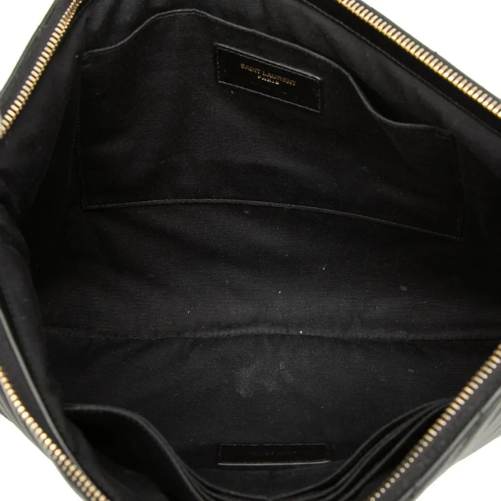 Saint Laurent Chevron Leather Monogram Document Holder Black Leather Very good - Model View