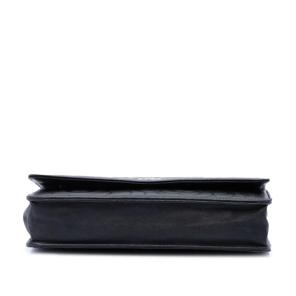 Chanel CC Embossed Lambskin Camellia Wallet On Chain Black Leather Very good - Inside View