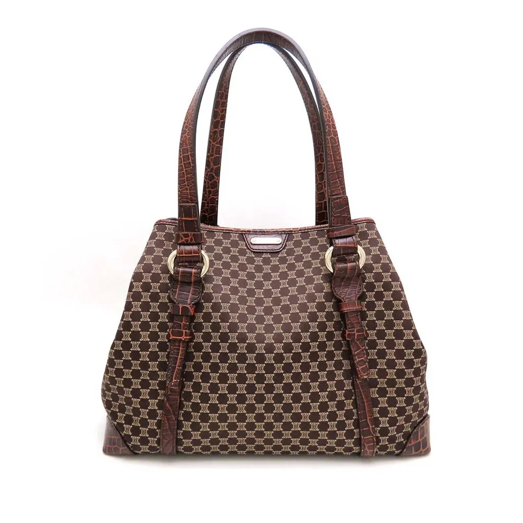 Celine Macadam Canvas Tote Brown Very good - Front View