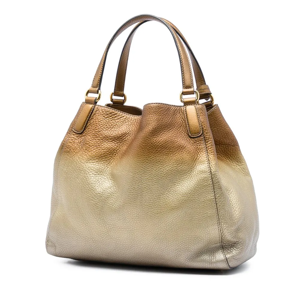 Gucci Medium Ombre Pebbled Calfskin Soho Cellarius Tote Gold Leather Very good - Back View