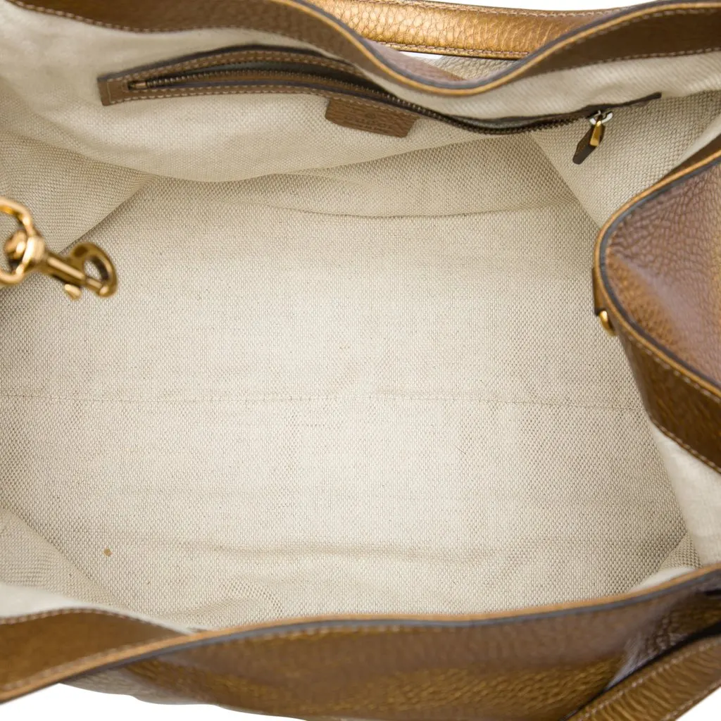 Gucci Medium Ombre Pebbled Calfskin Soho Cellarius Tote Gold Leather Very good - Model View