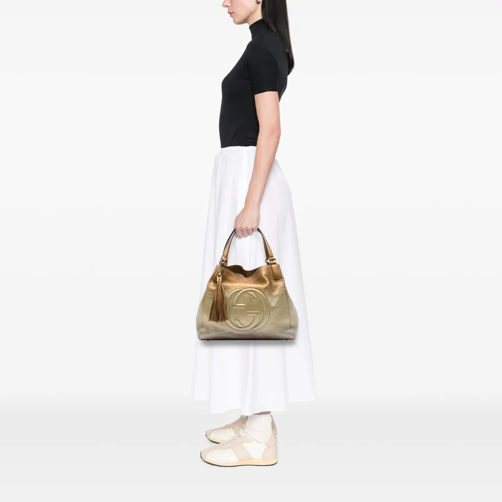 Gucci Medium Ombre Pebbled Calfskin Soho Cellarius Tote Gold Leather Very good - Box View