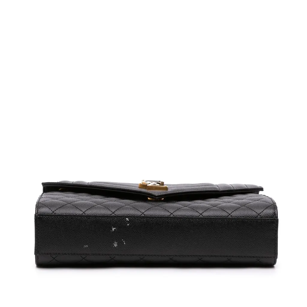 Saint Laurent Medium Grain De Poudre Triquilt Monogram Envelope Bag Black Leather Very good - Inside View