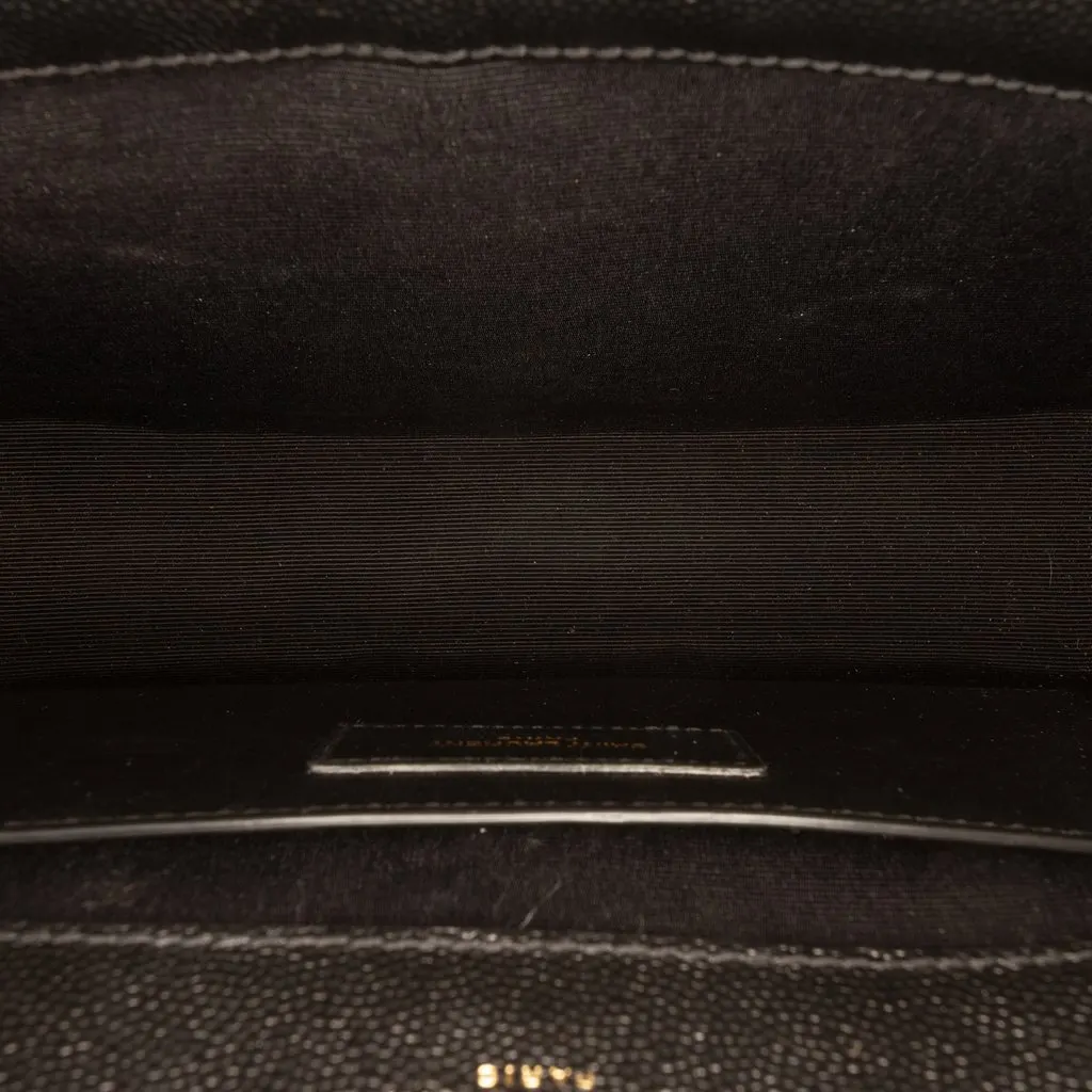 Saint Laurent Medium Grain De Poudre Triquilt Monogram Envelope Bag Black Leather Very good - Model View