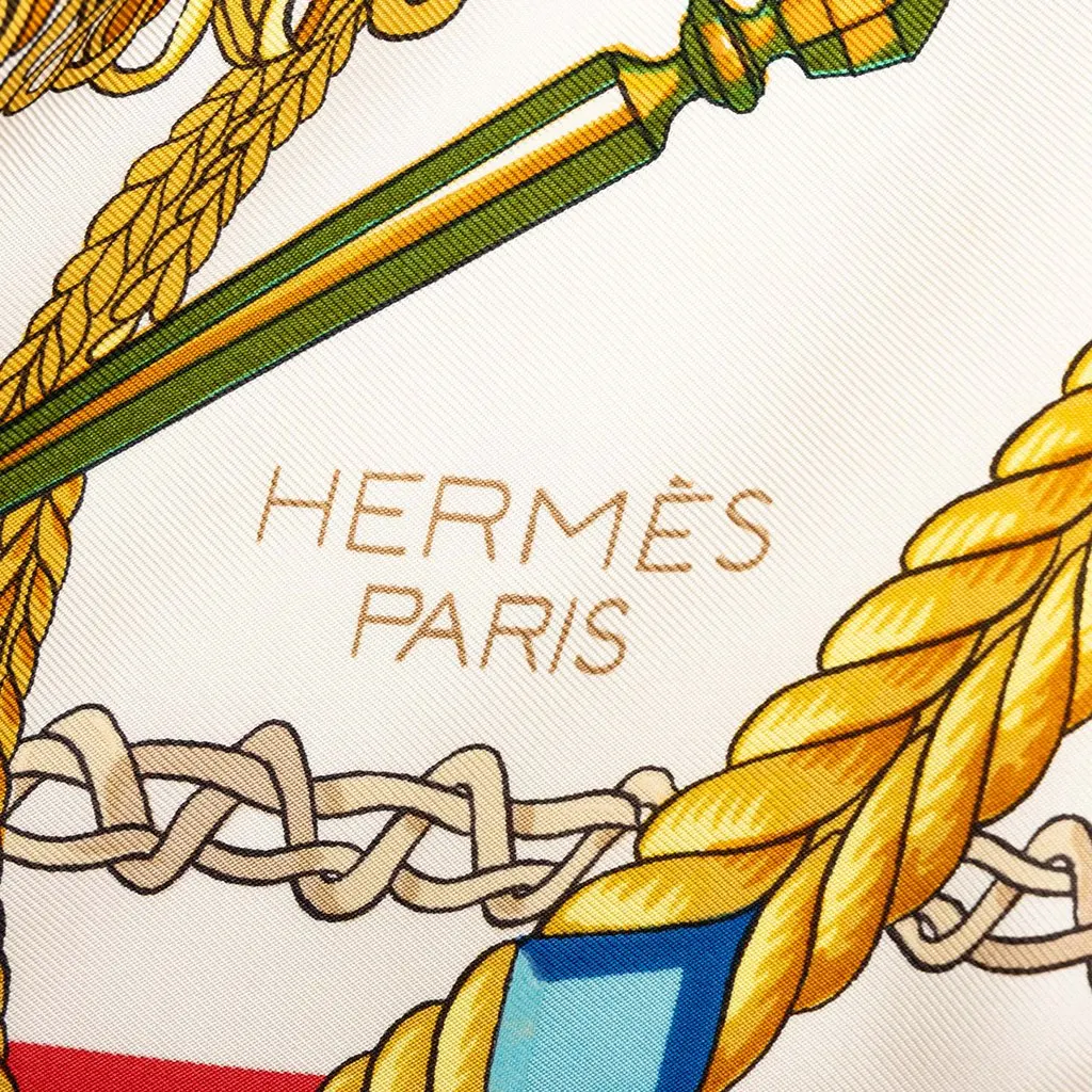 Hermès Le Timbalier Silk Scarf 90 Red Silk Good - Model View