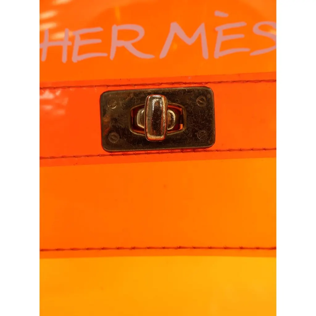 Hermès Vinyl Souvenir De L Exposition Kelly Handbag Orange Plastic Good - Box View