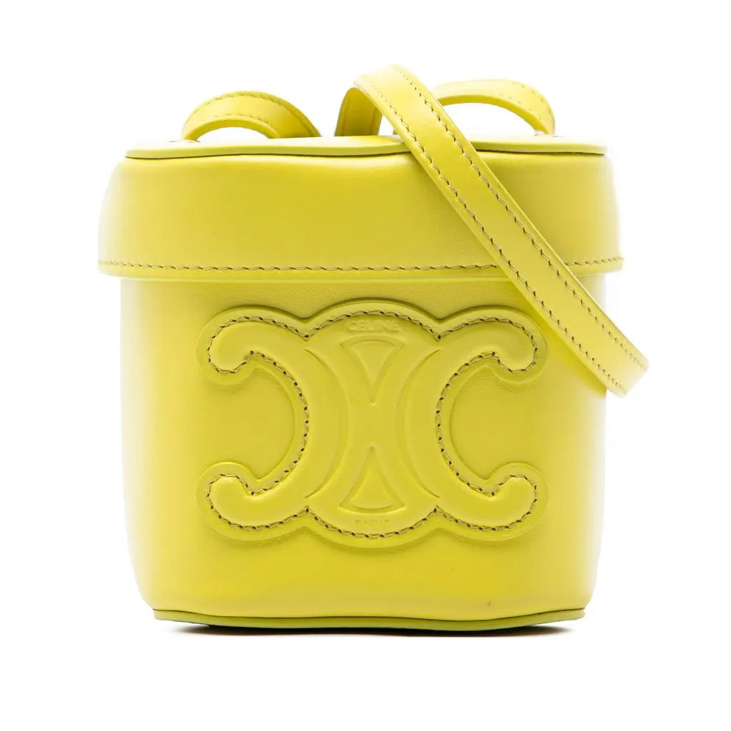 Celine Small Calfskin Cuir Triomphe Box Bag Yellow Leather Very good - Front View