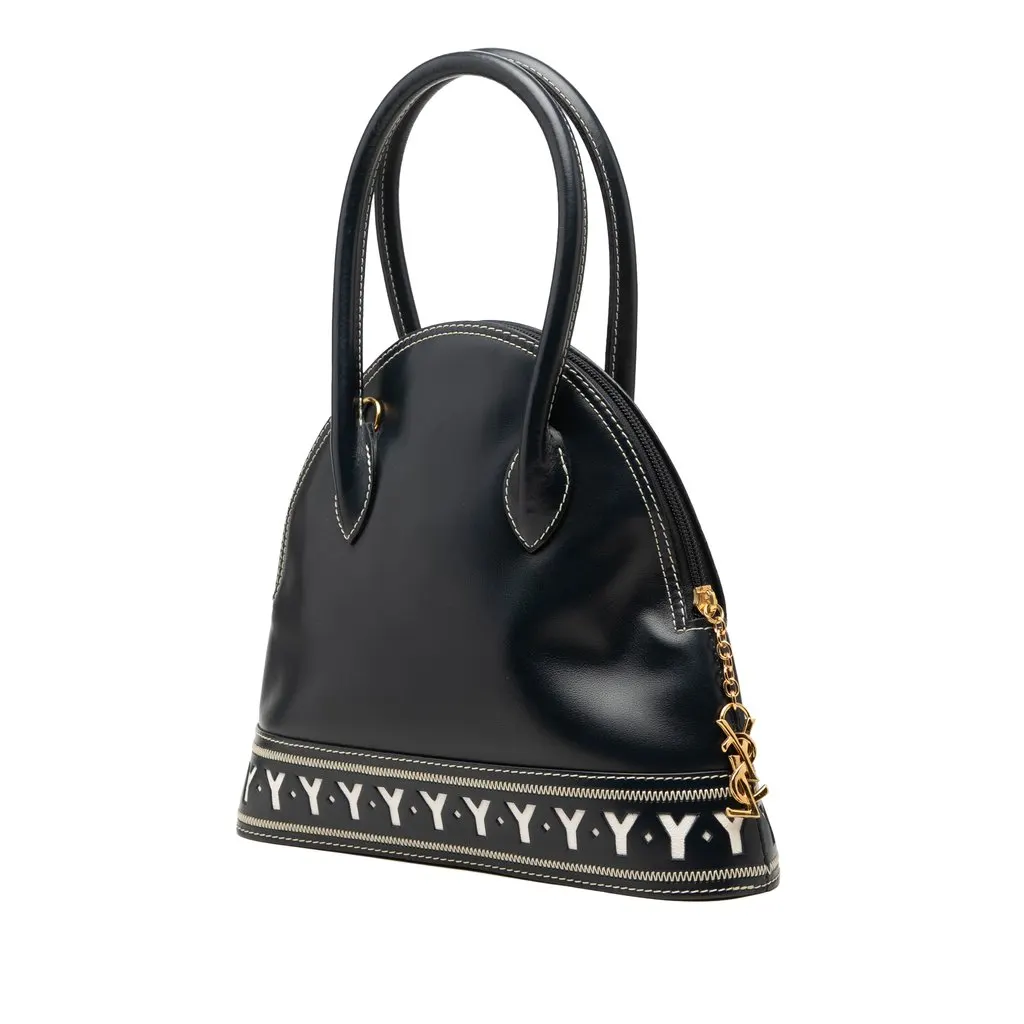 Saint Laurent Leather Y Cutout Satchel Black Leather Very good - Back View