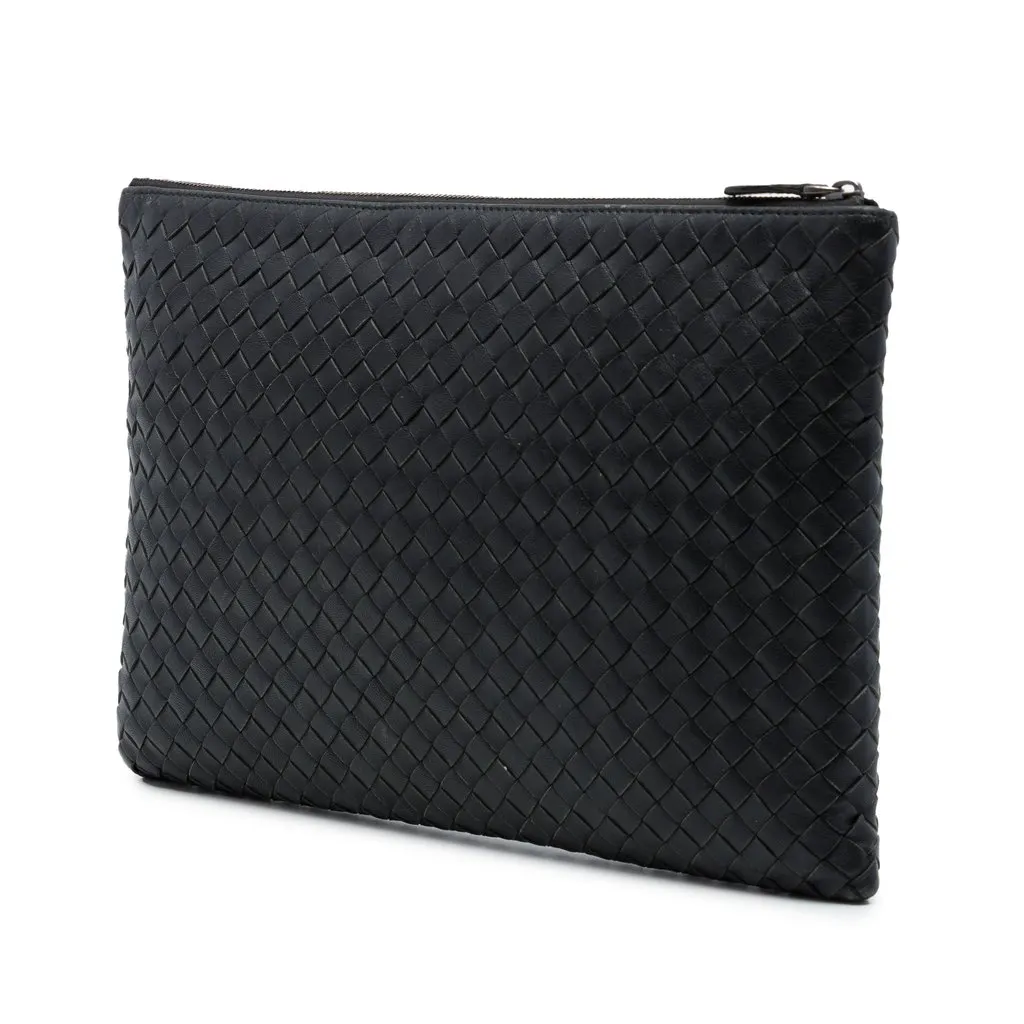 Bottega Veneta Nappa Intrecciato Clutch Black Leather Very good - Back View