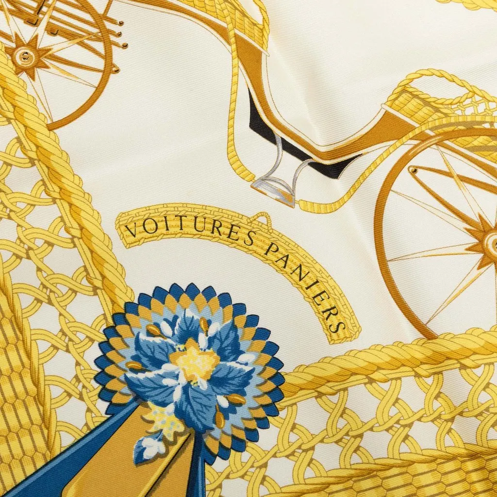 Hermès Les Voitures a Transformation Silk Scarf 90 Yellow Silk Very good - Box View