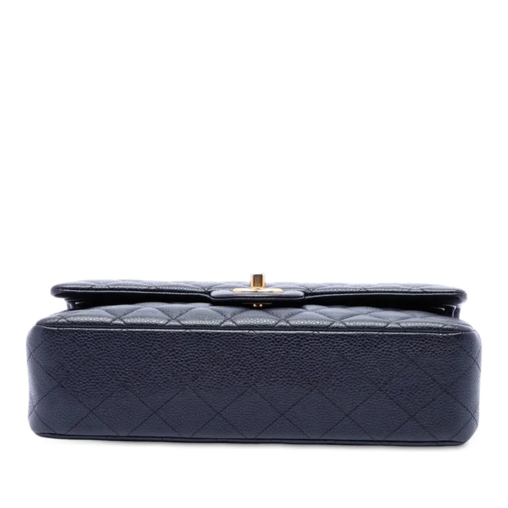 Chanel Medium Classic Caviar Double Flap Blue Leather Very good - Inside View