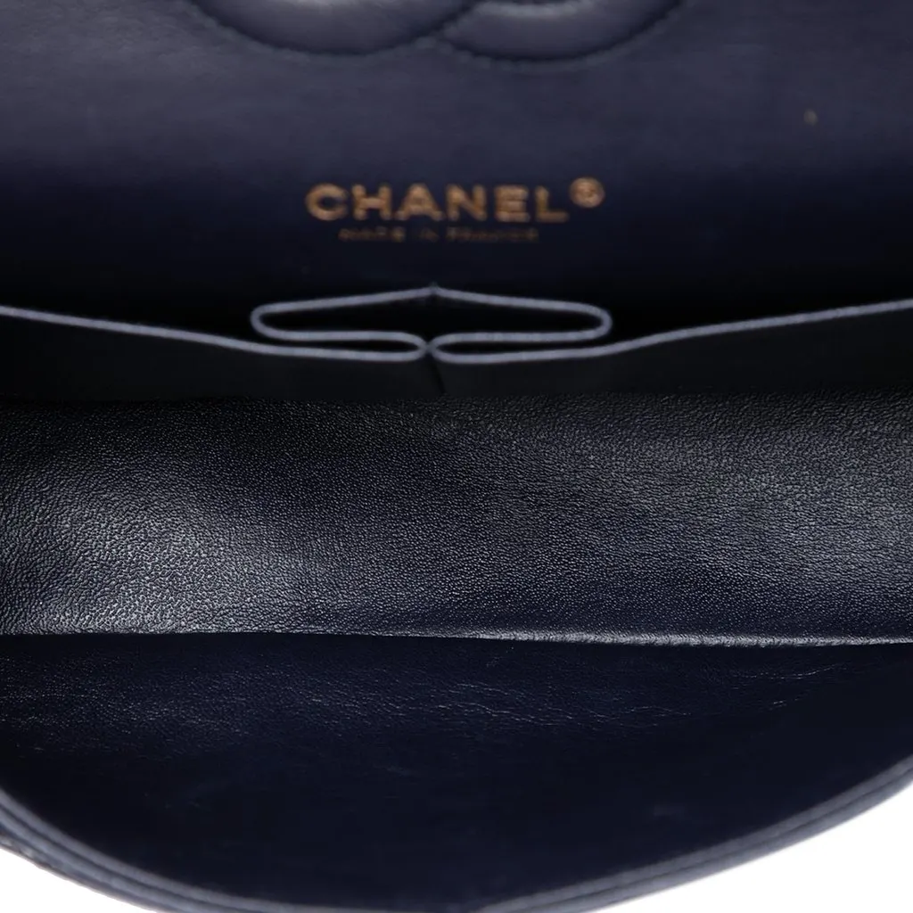 Chanel Medium Classic Caviar Double Flap Blue Leather Very good - Model View