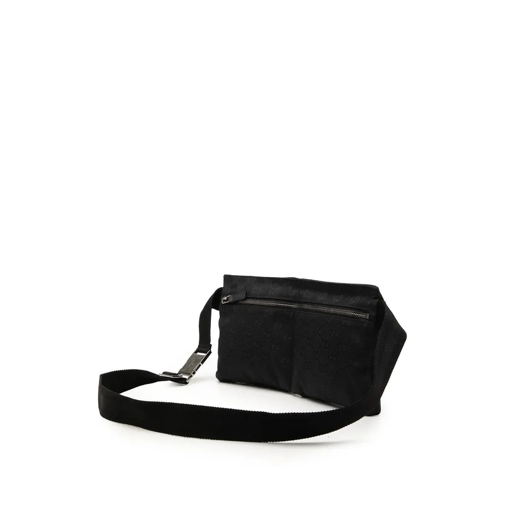 Gucci GG Canvas Double Pocket Belt Bag Black Very good - Back View