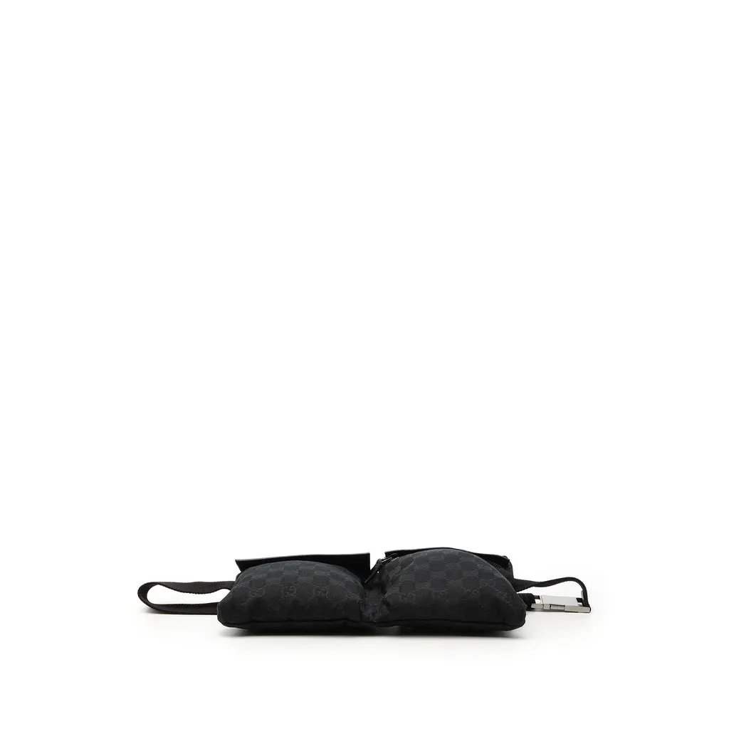 Gucci GG Canvas Double Pocket Belt Bag Black Very good - Inside View