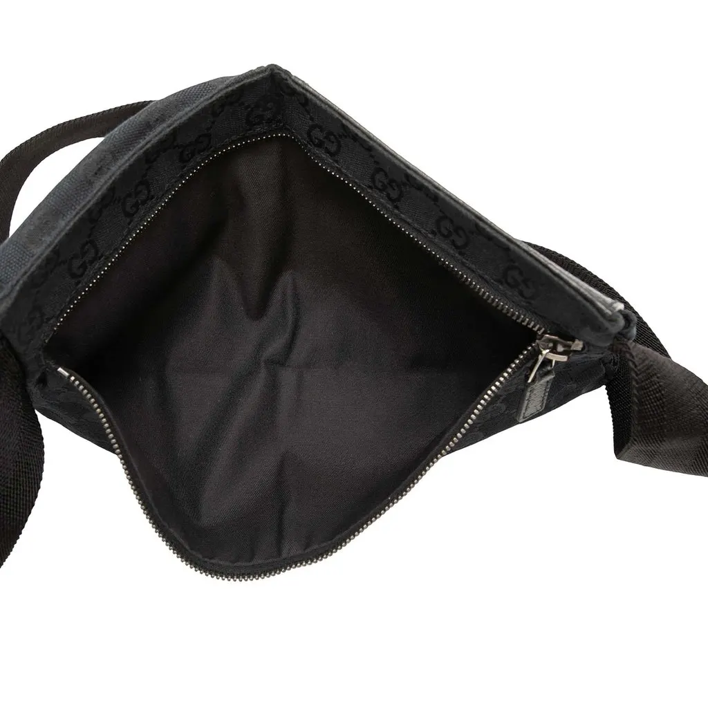 Gucci GG Canvas Double Pocket Belt Bag Black Very good - Model View