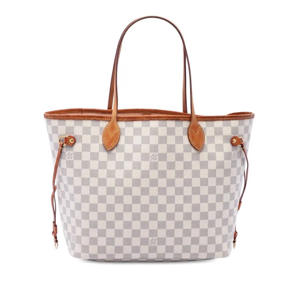 Louis Vuitton Damier Azur Neverfull MM White Canvas Very good - Front View