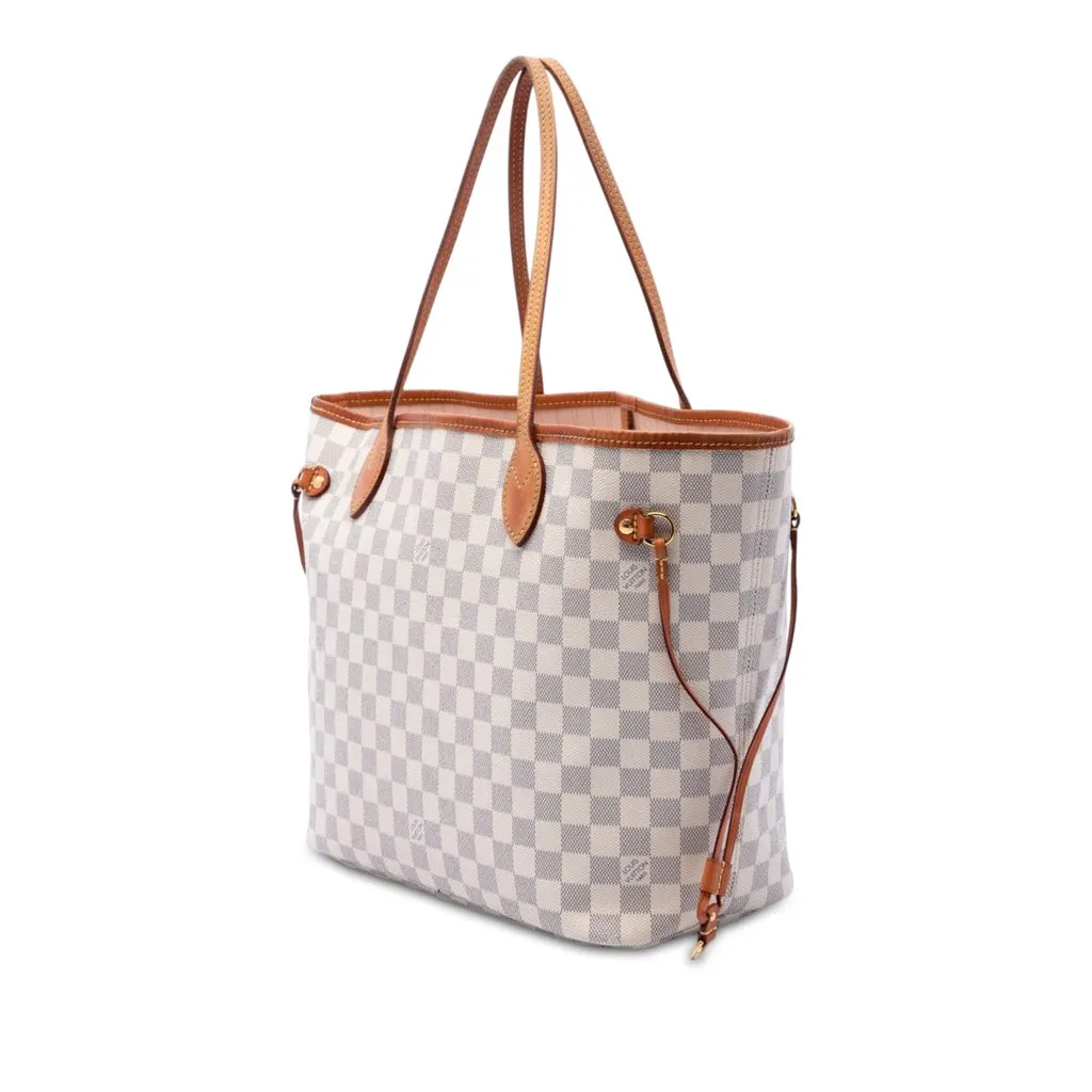 Louis Vuitton Damier Azur Neverfull MM White Canvas Very good - Back View