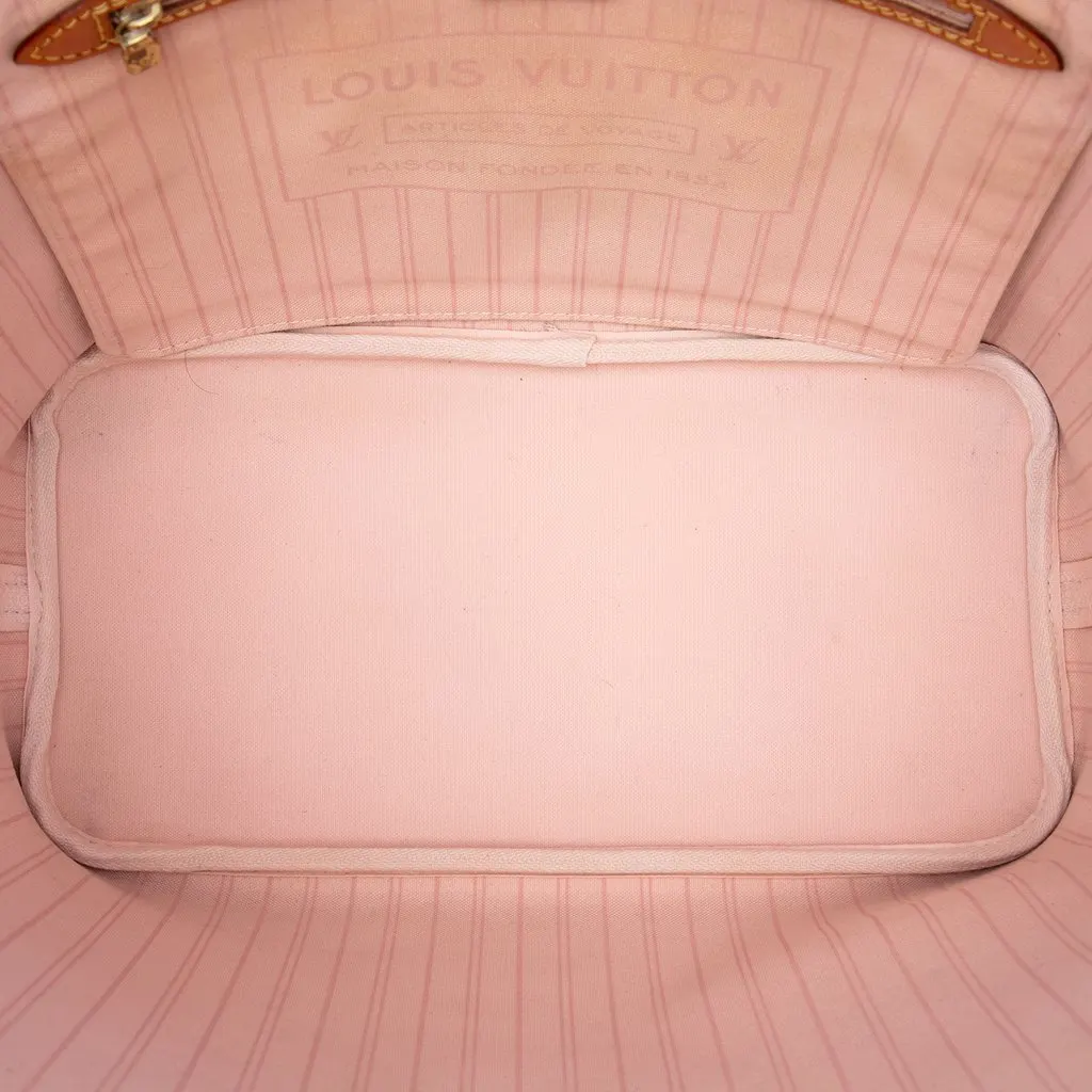 Louis Vuitton Damier Azur Neverfull MM White Canvas Very good - Model View