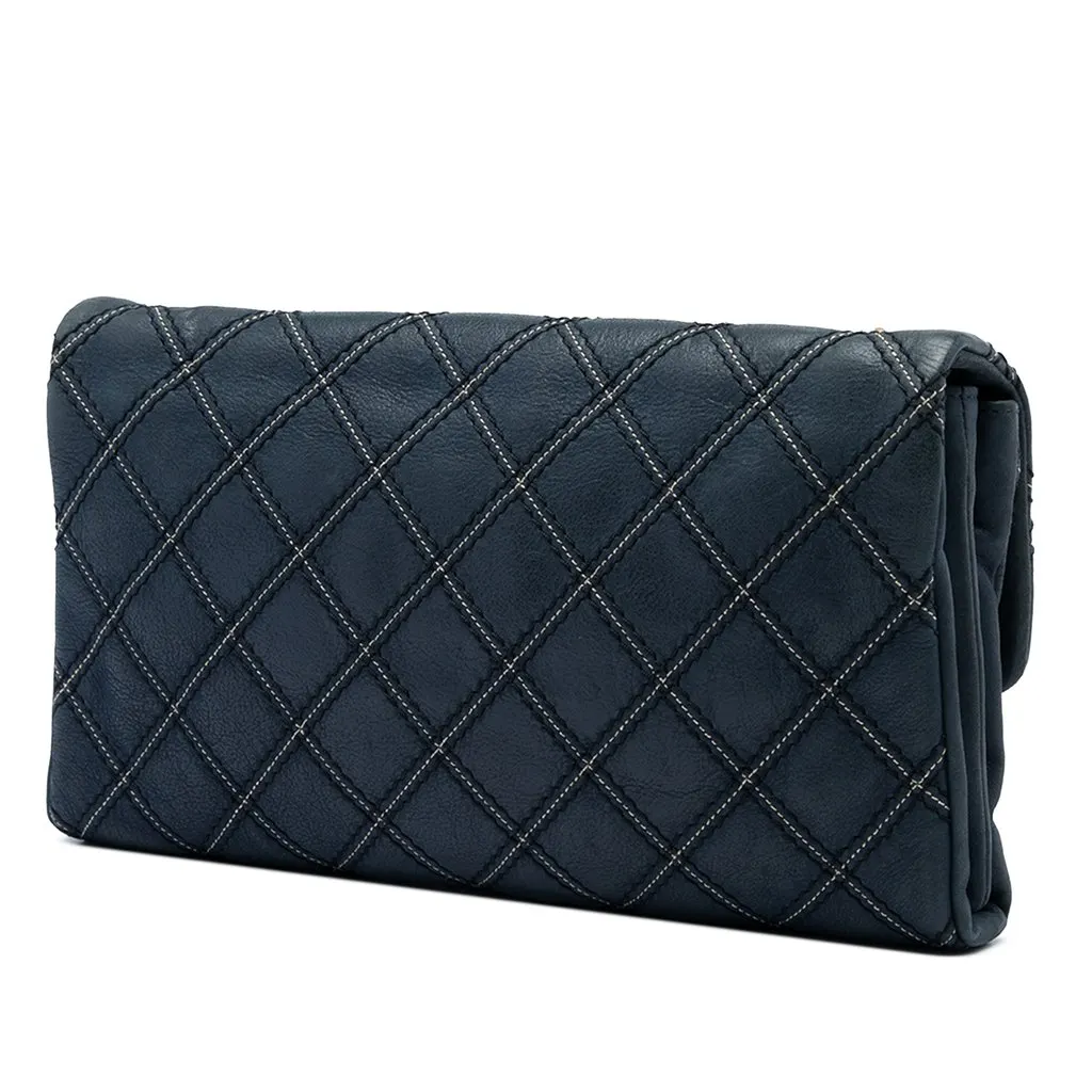 Chanel Jumbo Quilted Calfskin Triple Stitched Flap Blue Leather Very good - Back View