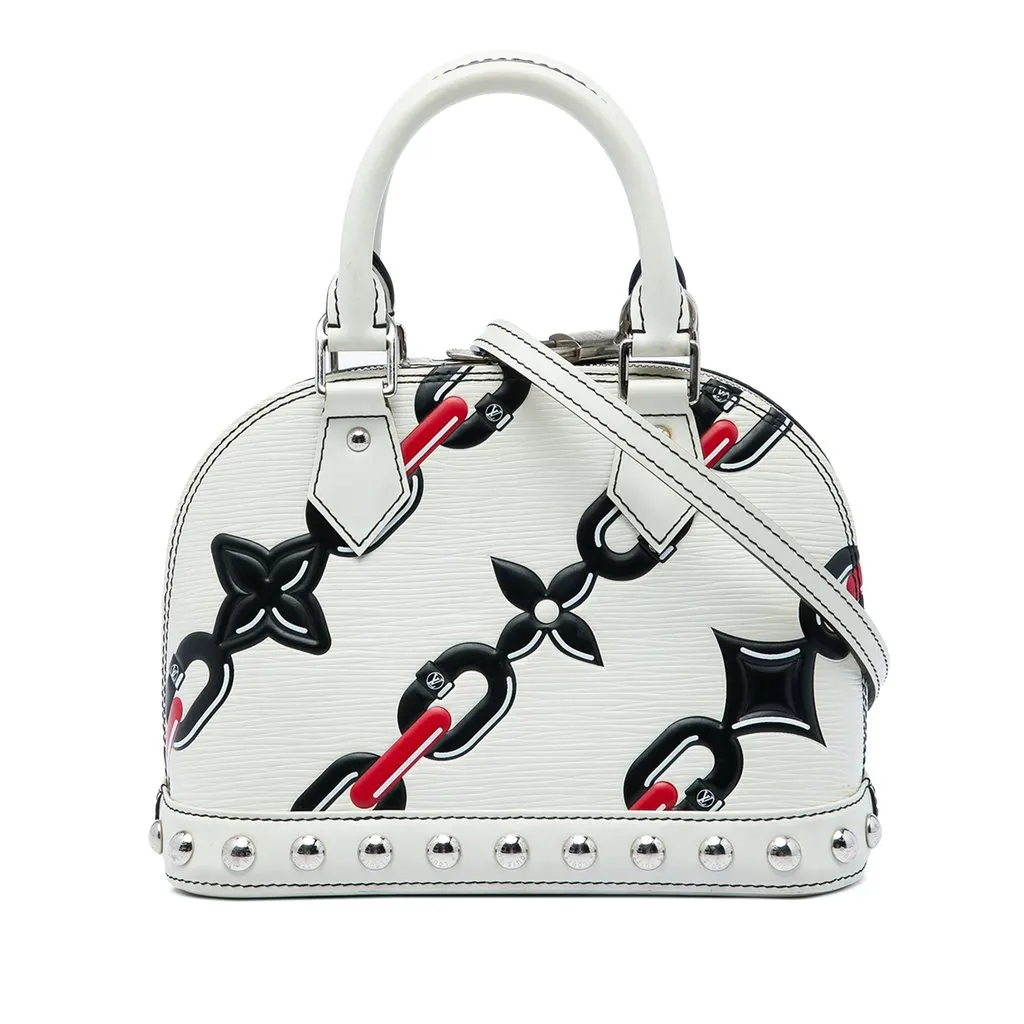Louis Vuitton Epi Chain Flower Alma BB White Leather Very good - Front View