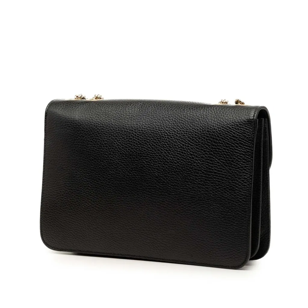 Gucci Medium Dollar Calfskin Interlocking G Crossbody Black Leather Very good - Back View