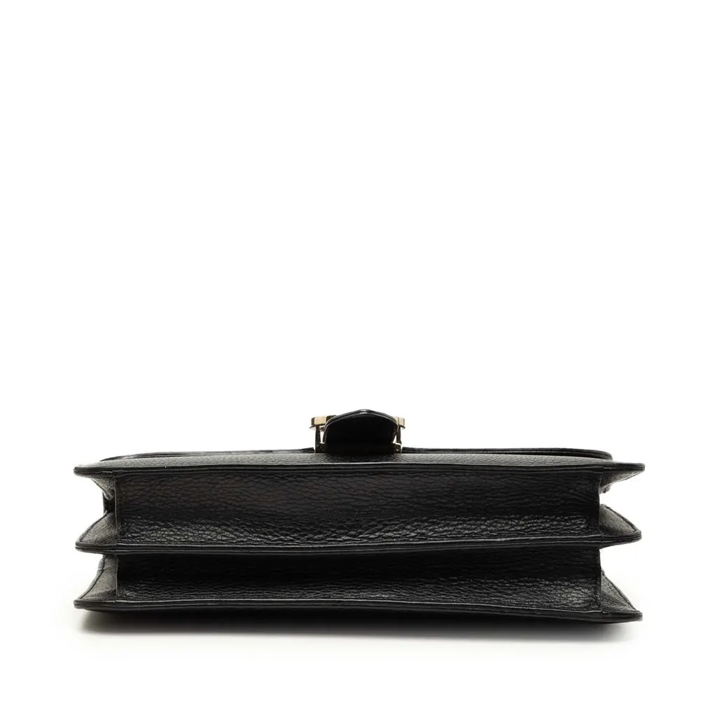 Gucci Medium Dollar Calfskin Interlocking G Crossbody Black Leather Very good - Inside View