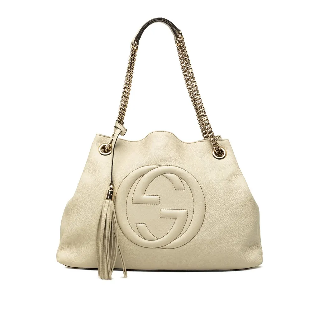 Gucci Medium Calfskin Soho Chain Tote White Leather Very good - Front View