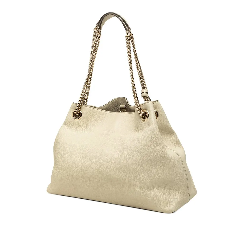 Gucci Medium Calfskin Soho Chain Tote White Leather Very good - Back View