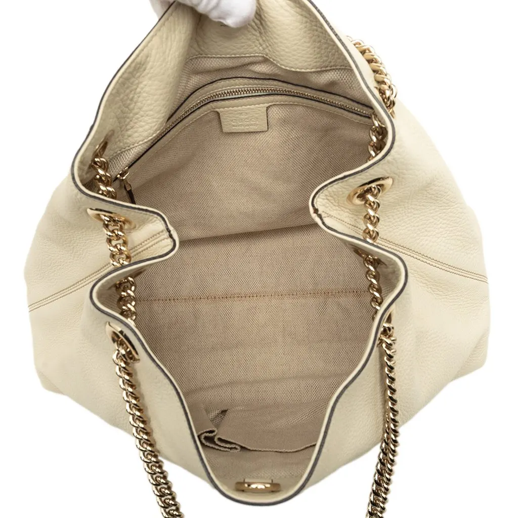 Gucci Medium Calfskin Soho Chain Tote White Leather Very good - Model View
