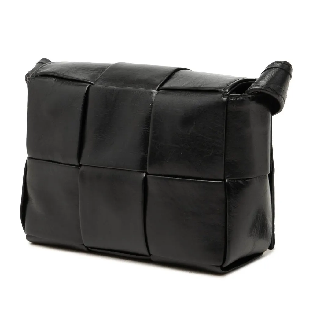 Bottega Veneta Candy Paper Calfskin Intrecciato Cassette Crossbody Black Leather Very good - Back View