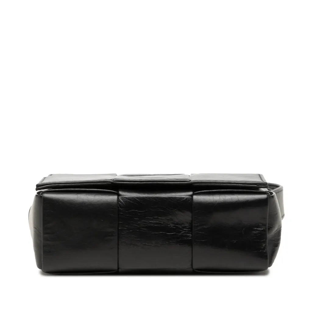 Bottega Veneta Candy Paper Calfskin Intrecciato Cassette Crossbody Black Leather Very good - Inside View