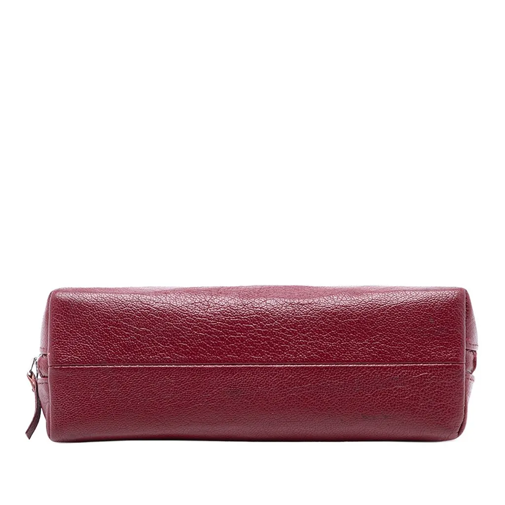 Chanel CC Calfskin Cosmetic Pouch Red Leather Very good - Inside View