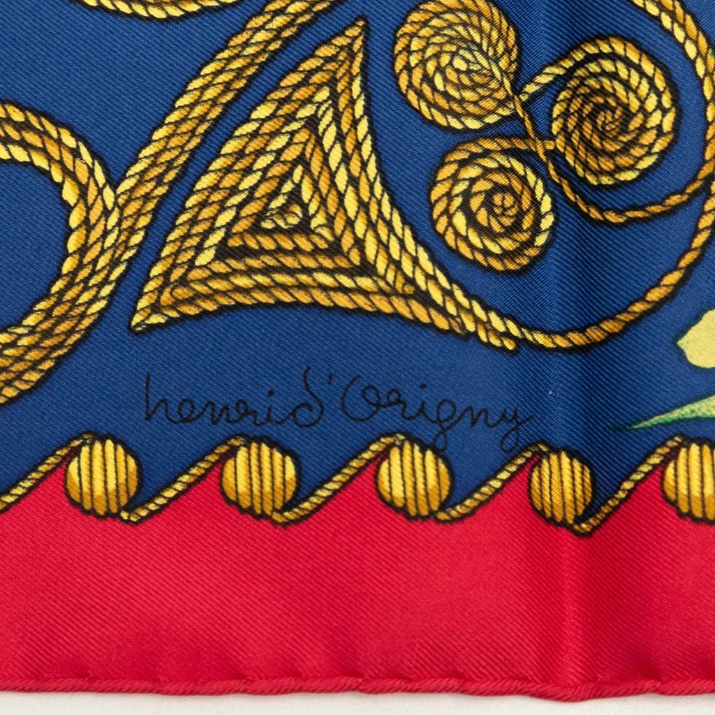 Hermès Arabesques Silk Scarf 90 Blue Very good - Inside View