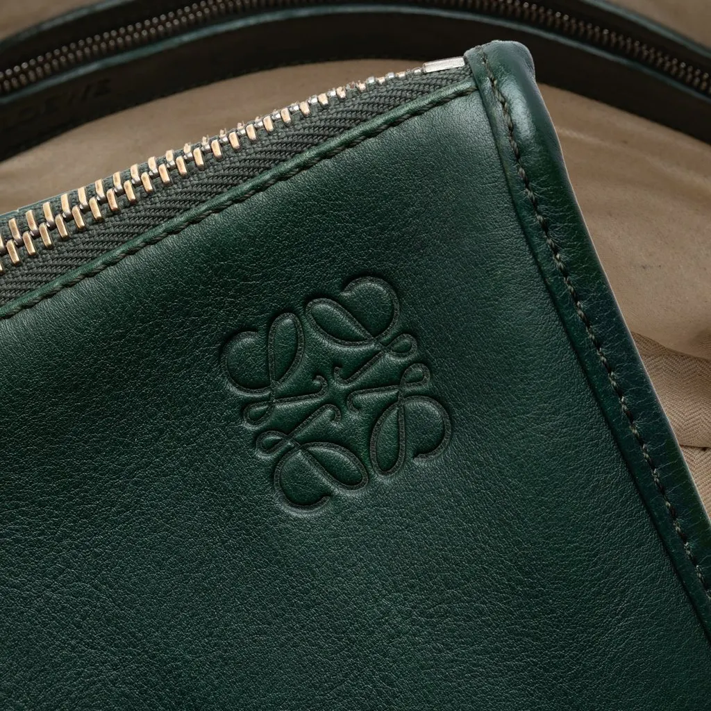 Loewe Leather Anagram Toledo Briefcase Green Leather Very good - Box View