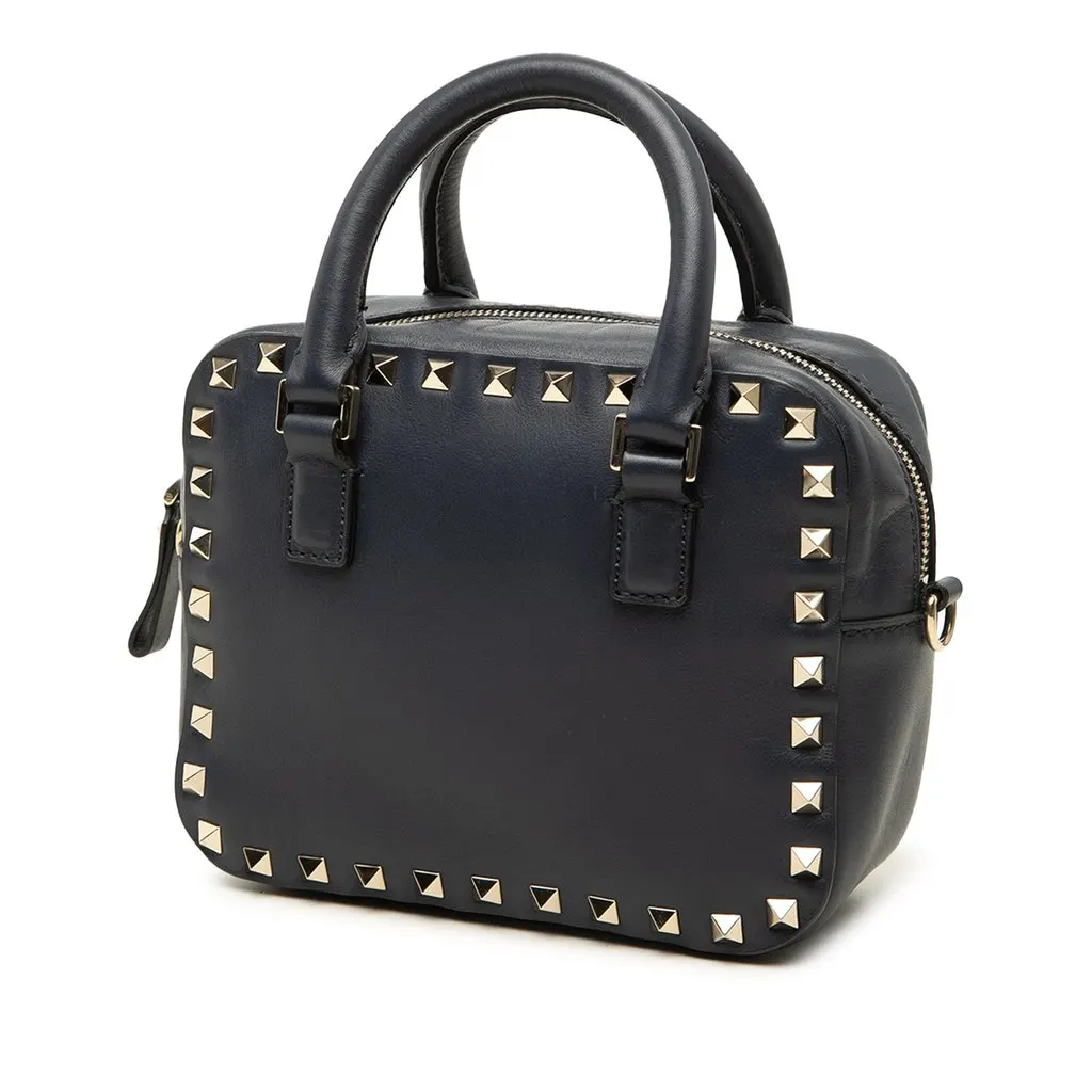 Valentino Leather Rockstud Top Handle Bag Black Leather Very good - Back View