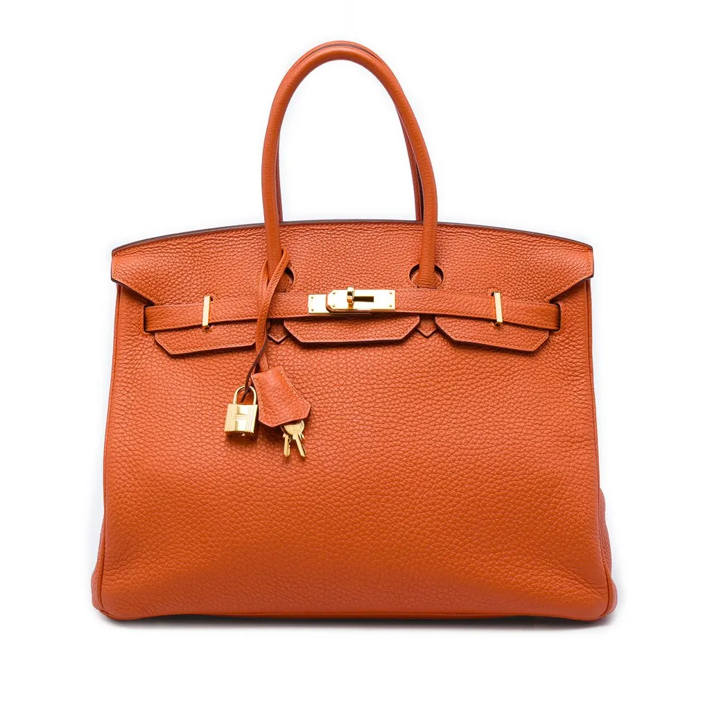 Hermès Togo Birkin Retourne 35 Orange Leather Very good - Front View