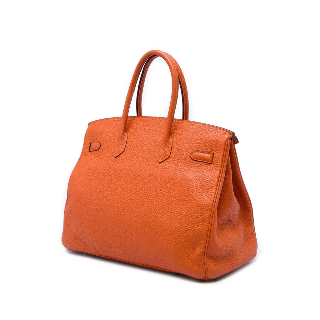 Hermès Togo Birkin Retourne 35 Orange Leather Very good - Back View