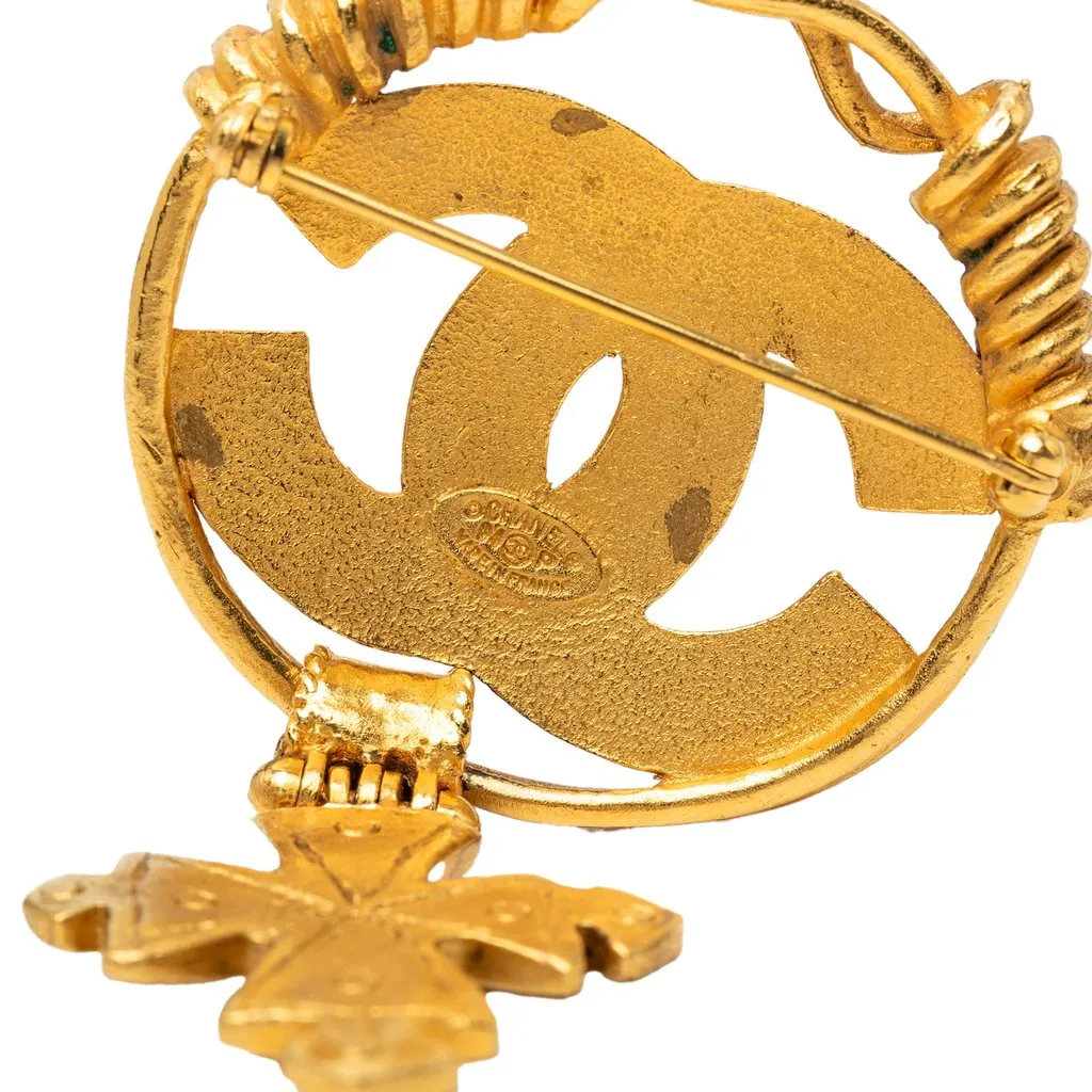 Chanel CC Gold Plated Cross Brooch Gold Metal Very good - Inside View