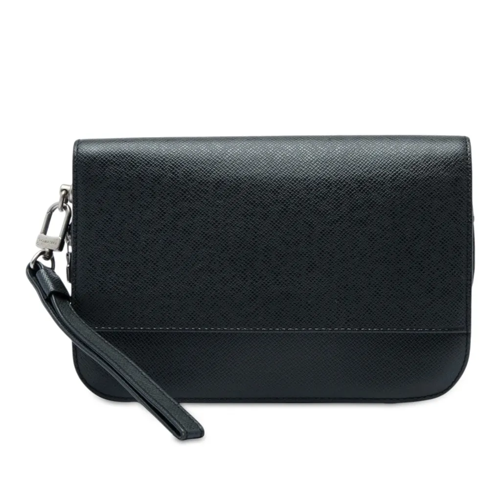 Louis Vuitton Taiga Pochette Baikal Black Leather Very good - Front View