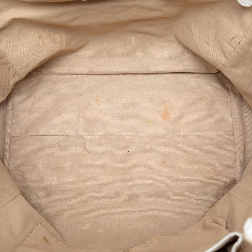 Burberry Small Leather Trimmed Haymarket Check Coated Canvas Canterbury Tote Beige Very good - Model View